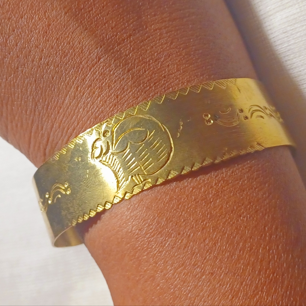 Mens vintage brass bangle sankofa symbol - Picture 3 of 5